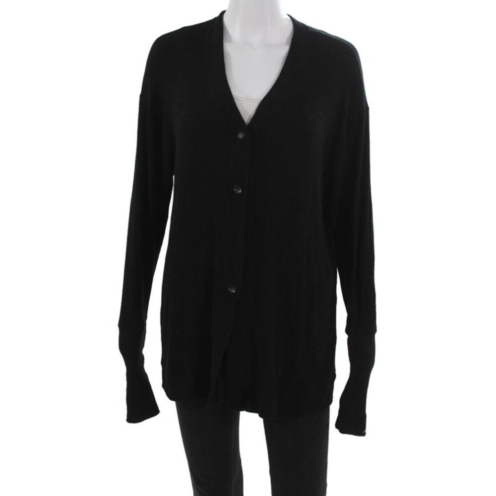 Sablyn Women Black V Neck Viscose Cardigan Long Sleeve Size S
